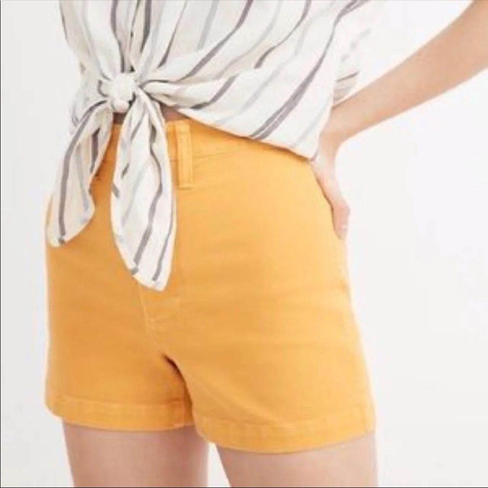 Madewell mustard yellow high waisted Emmet shorts